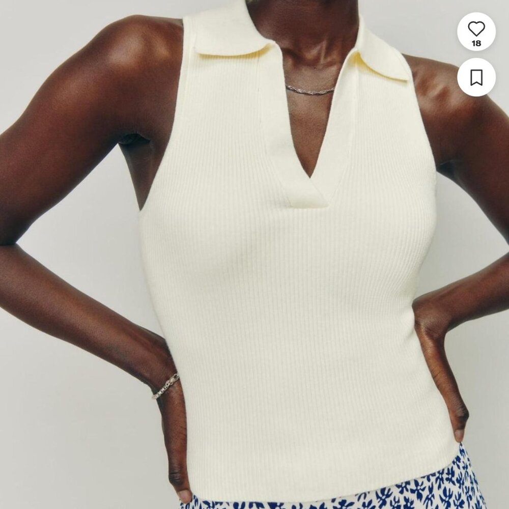Reformation Tabitha Collared Sleeveless Sweater
